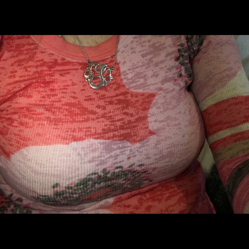 Triple Script Initial Silvertone Necklace - image 4